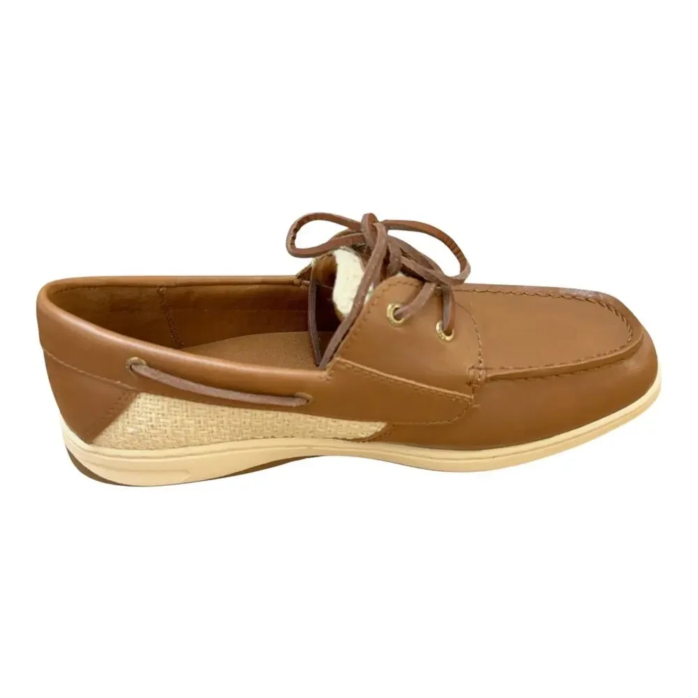 Sperry Whalefish Boat Shoes Sz 8 Women's Tan Brown 2-Eye Flat Med Width Leather